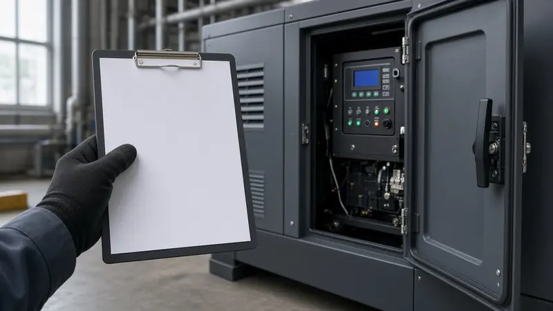 Technician servicing a diesel generator (illustrative)